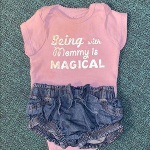 Newborn Onesie and jean shorts